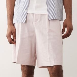 ASOS DESIGN linen rich bermuda dress shorts in dusty pink 32